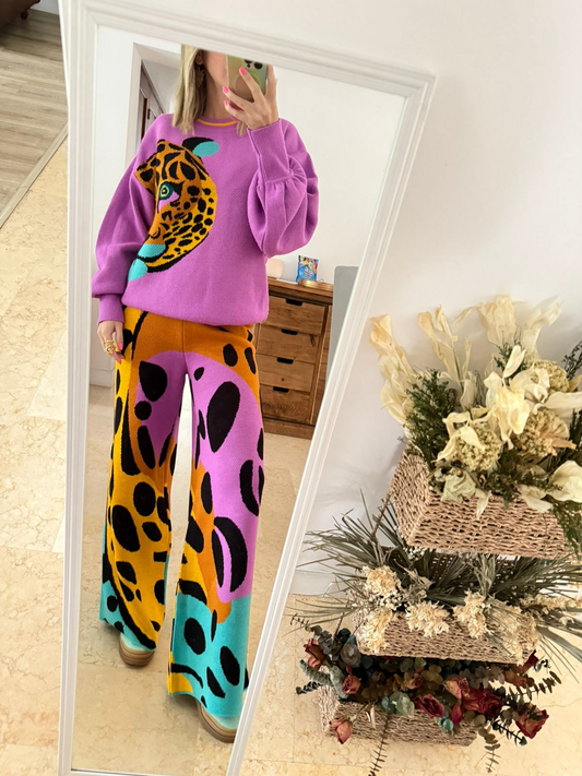 Magenta Leopard Pants