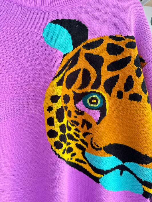 Suéter de leopardo color magenta